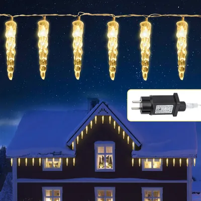Obrázok produktu pre Bettizia 40 LED icicle rozprávkové svetlá, 2 kusy LED icicle svetelná opona, záhradné svetlá vodotesné IP44 Vianoce teplá biela