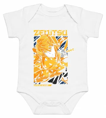 Productafbeelding van Zenitsu Kimetsu no Yaiba Blitz Zwaard Anime Demonenjager Demon Slayer Babyromper, Wit, 12/18 maanden