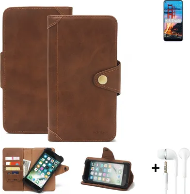 Produktbild von K-S-Trade Handyhülle Schutzhülle kompatibel mit ZTE Blade V2020  Walletcase Bookstyle Schutz Case Hülle Wallet Flipcase Cover PolyurethanBraun inkl.