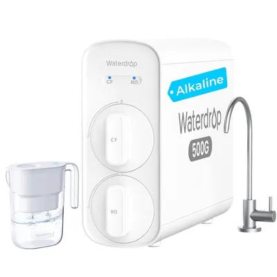Produktbild von Waterdrop G5P500A Alkalischer Mineral Umkehrosmose-Wasserfilter, 500 GPD, mit einer zusätzlichen WD-PT-05W Wasserfilterkanne