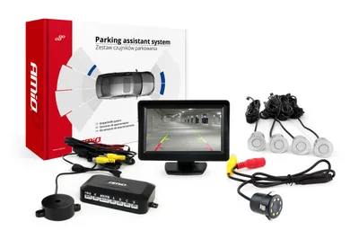 Obrázok produktu pre AMiO Asistenty parkovania TFT01 4,3” s kamerou CAM-308 LED, 4-senzorové strieborné