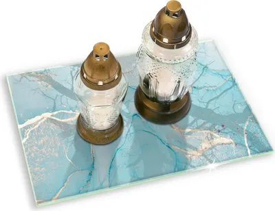 Produktbild von Grabkerze Untersetzer Glastafel Gummifüße Motiv - 80x52 cm - Abstraktionsstein