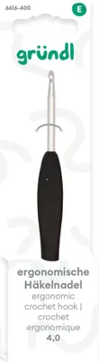 Produktbild von Gründl Ergonomische Häkelnadel 4 mm schwarz