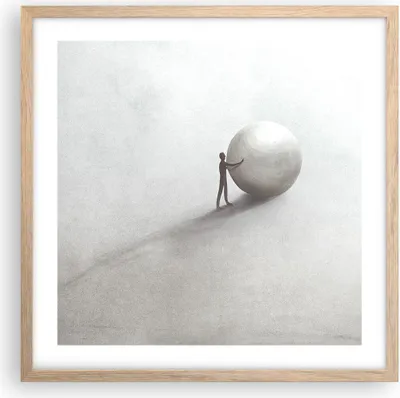Produktbild von Gerahmtes Poster - Rahmen in heller Eiche - Sisyphus Arbeit Symbol - 50x50 cm - Wand Bild - Wanddeko - Wandbilder - Kunstposter - Wandposter - Bilderrahmen - Bilder - Kunstdruck - P2NAC50x50-4752