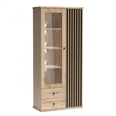 Image de Vitrine haute avec éclairage LED ORURO – chêne artisan / noir