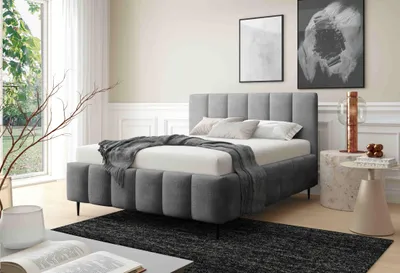 Obrázek produktu pro Manželská čalouněná postel 140x200 SERAFINA LEG - šedá