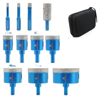 Obrázok produktu pre Diamantová vrtná korunka, 11-dielna sada, trojhranná stopka, 11 kusov KIT