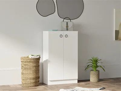 Image de Skye Decor, Defne - Blanc, armoire multifonctionnelle, blanc, panneaux de particules 100 % mélaminés, 60 x 31,6 x 100 cm