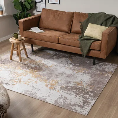 Image de Volero - Tapis moderne - Sarge Taupe/Jaune - 160x230 cm