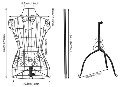 Image de Mannequin pour vitrine - Mannequin féminin - Modèle buste - Réglable en hauteur - En métal - Livré avec un pied de support - Idéal pour les magasins de vêtements et les expositions - Noir