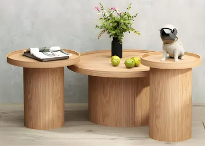 Produktbild von home24 Couchtisch-Set - 3-teilig - Echtholzfurnier