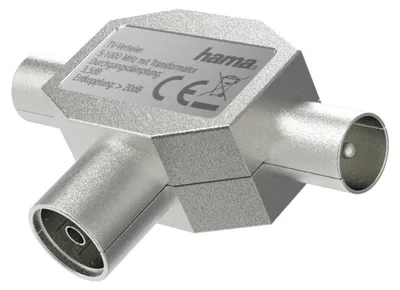 Zdjęcie produktu dla Hama 00205236, Rozdzielacz kabli, 4 - 1000 MHz, Srebrny, Metal, 3,5 dB, 1 szt.