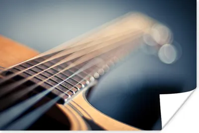 Produktbild von MuchoWow® Poster Nahaufnahme der Saiten einer akustischen Gitarre 180x120 cm - Fotoplakat