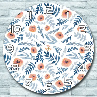 Produktbild von Wanduhr aus Glas Rund fi 30 Mohnblumen Aquarell Quarz Deko Schlafzimmer Büro