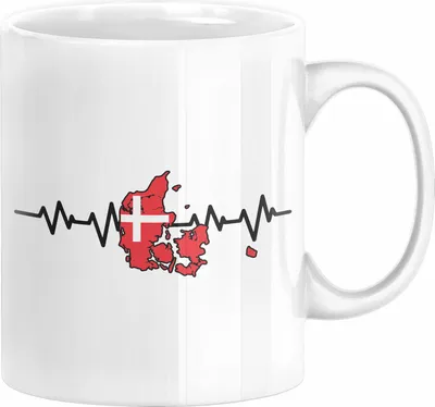Produktbild von Dänische Flagge Geschenk Tasse Herzschlag Dänemark Urlau Geschenkidee (Weiß)