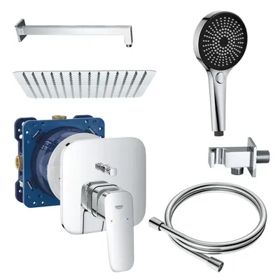 Produktbild von BELVIT Duschset, Komplettset mit Grohe Rapido SmartBox, Grohe Cubeo Wannenbatterie - inkl. Regendusche, Handbrause und Schlauch