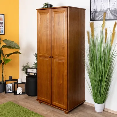 Produktbild von Massivholz-Kleiderschrank Kiefer, Farbe: Eiche 190x80x60 cm