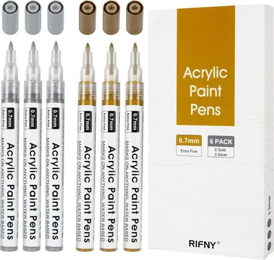 Immagine prodotto di Set di pennarelli permanenti con punta da 0,7 mm, colori oro e argento, ideali per progetti artistici fai-da-te