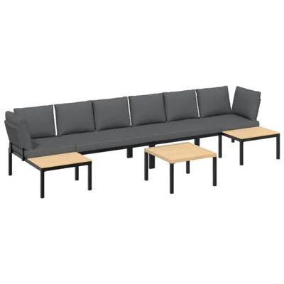 Produktbild von 5-tlg. Garten-Sofagarnitur mit Kissen Schwarz Aluminium