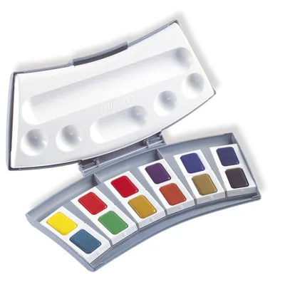 Zdjęcie produktu dla Pelikan 721886 Pudełko na farby akwarelowe 725D/12, plastikowe pudełko z 12 kolorami