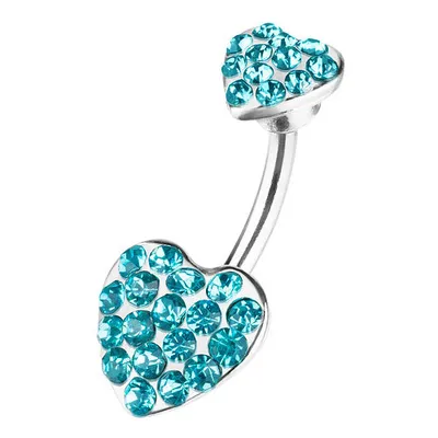 Produktbild von Taffstyle Bauchnabelpiercing Bauchnabelpiercing Schmuck Stecker Doppel Kristall Ferido Herz, Aqua