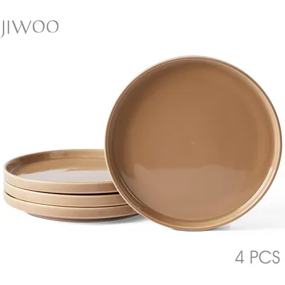 Produktbild von Teller set 4er Ø21 cm Speiseteller Steakteller Brotteller Flachteller set für 4 Personen Keramik Plate Mikrowellen- und Spülmaschinenfest