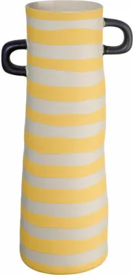 Image de ASA Selection Rayu Vase, Vase de table, Vase décoratif, Vase de fleurs, Grès, Jaune rayé, H 28 cm, 84814130