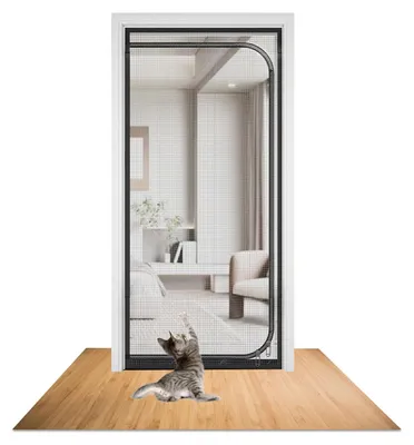 Immagine prodotto di Porta per balcone in rete di nylon resistente - Griglia antiparassiti per gatti - 80 x 200 cm - Nera - Adatta agli animali domestici - Impedisce la fuga - Cancello per animali domestici