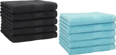 Produktbild von Betz 10 Stück Gästetücher 30x50 cm PREMIUM 100% Baumwolle Set Farbe: graphit und ocean