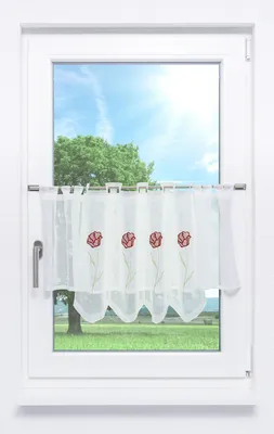 Produktbild von Scheibengardine von Lysel - Marina (Bx H) 145cm * 45cm Rot/Rot