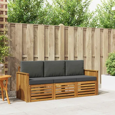 Produktbild von "Neues Produkt" Sofagarnituren - CLORIS - Terrassen-Sofa - 3 pcs - Natur und Anthrazit Massivholz Akazie - Modern Gartensofas V1699