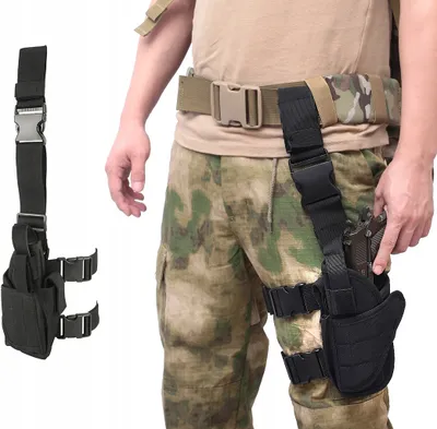 Immagine prodotto di Fondina tattica da gamba per pistole, regolabile, nylon 600D, accesso rapido, nera