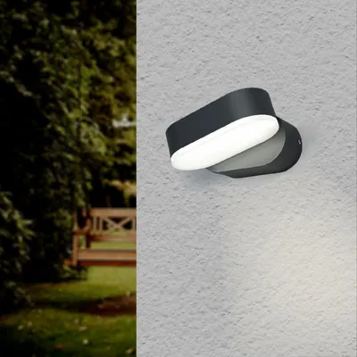 Produktbild von Wandleuchte Schwarz LED 6W IP54 Schwenkbar Oval - Warmweiß 2300K - 3500K