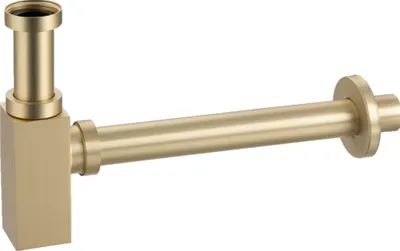 Produktbild von Balneo Universal Siphon für Waschbecken & Waschtisch Messing G1 1/4 quadratisch gebürstetes gold