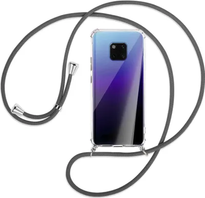 Produktbild von Handykette Backcover-Schutzhülle mit Band (Metall silberfarben) für Huawei Mate 20 Pro - dunkelgrau