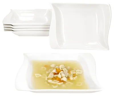 Immagine prodotto di set di 6 piatti fondi in avorio porcellana 6 persone piatti profondi pasta avorio bianco