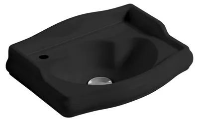Produktbild von Kerasan RETRO Keramik-Waschtisch 41x30cm, Armaturloch links, ohne Überlauf, schwarz matt