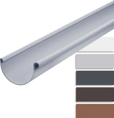 Produktbild von INEFA Dachrinne Kunststoff halbrund 200cm NW150 / 150mm, Grau, Regenrinnen PVC, einfache Steckmontage,  Germany