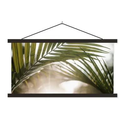 Produktbild von MuchoWow® Textilposter Palme - Palmenblatt - Sonne - Sommer 60x30 cm mit schwarzem Rahmen - Textilien