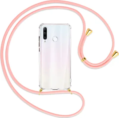 Produktbild von Handykette Backcover-Schutzhülle mit Band (Metall goldfarben) für Huawei P30 Lite - rosa