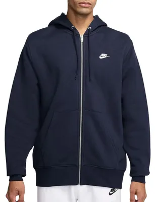 Produktbild von Nike Herren Sweatjacke Club Regular Fit Dunkelblau mit Kapuze und Reißverschluss
