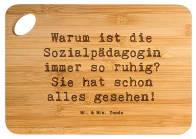 Produktbild von Mr. & Mrs. Panda Frühstücksbrettchen Spruch Sozialpädagogin Ruhe - Transparent - Geschenk, Frühstücksbrett, Helferberuf, sozialer Beruf, Geschenke für Berufstätige, Brett