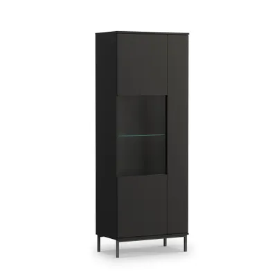 Image de AX LIVING Armoire vitrine verre Queba QT07 - 70 cm largeur, noir