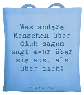 Produktbild von Mr. & Mrs. Panda Baumwollbeutel Spruch Mobbing bewältigen Selbstwert - Sky Blue - Geschenk, inspirierend, Schultasche, Unterstützung bei, Trost, Shopping Tasche, Beutel