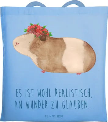 Produktbild von Mr. & Mrs. Panda Uni Tasche Meerschweinchen Weisheit - Sky Blue - Geschenk, Beutel, Wunder, Motivation, Lustige Sprüche, Tote Bag, Tragetasche, Wunderland, Laptoptasche