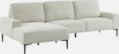 Produktbild von sweeek - 3-Sitzer-Sofa mit Stoffbezug - Recamiere links - Creme