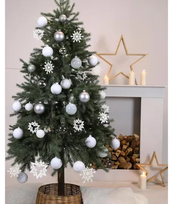 Produktbild von Weihnachtskugeln Glas Weiß Set mit 9 Stück 7,6 cm matt glänzend transparent