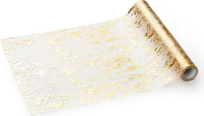 Produktbild von Tischläufer mit Goldmuster 36cm x 9m Gold / Transparent