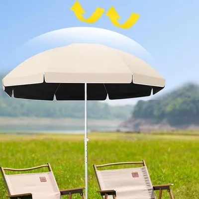 Zdjęcie produktu dla Przenośny okrągły parasol plażowy o średnicy 6 stóp z ochroną przed promieniowaniem UV i 8 żebrami (kolor khaki, 240 cm)