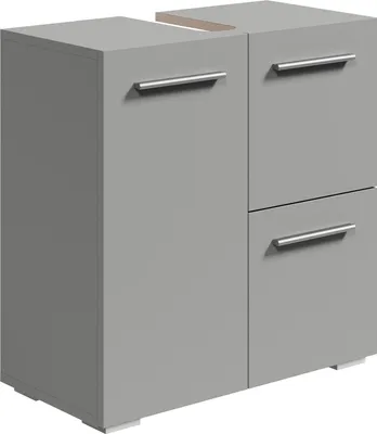 Produktbild von Badplaats Waschbeckenunterschrank Mars 60 x 30 cm Grau Matt - Stehender Badezimmerschrank mit 2 Türen und 1 Schublade